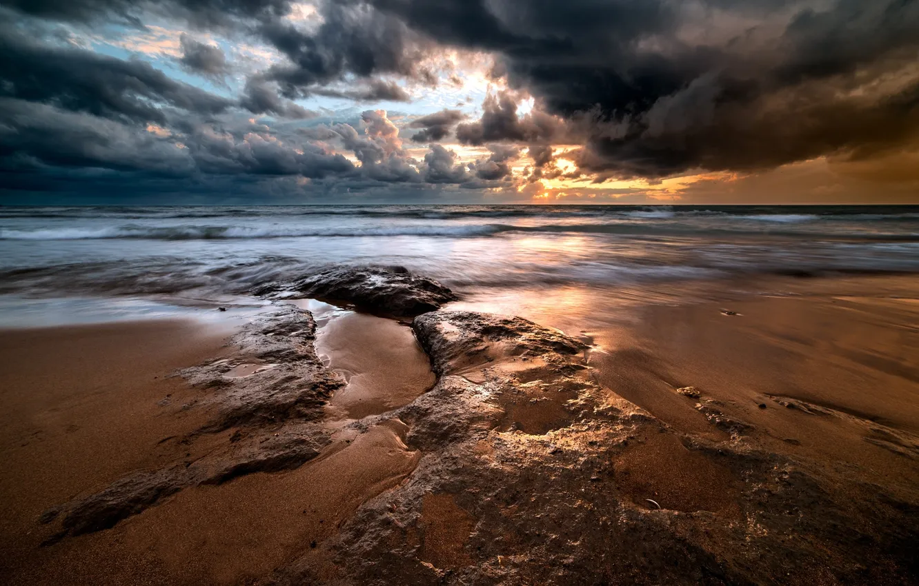 Photo wallpaper sea, the sky, sunset