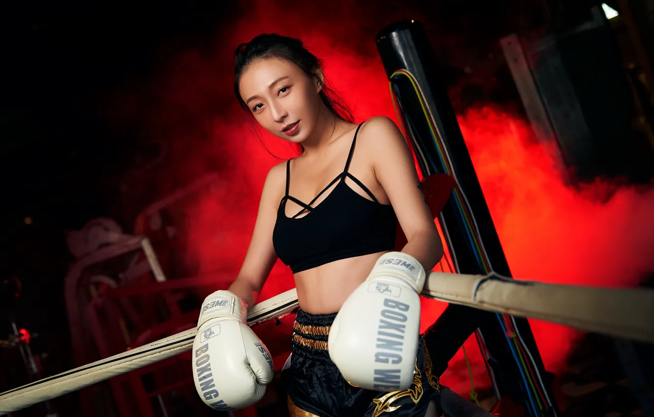 Photo wallpaper girl, Boxing, Asian