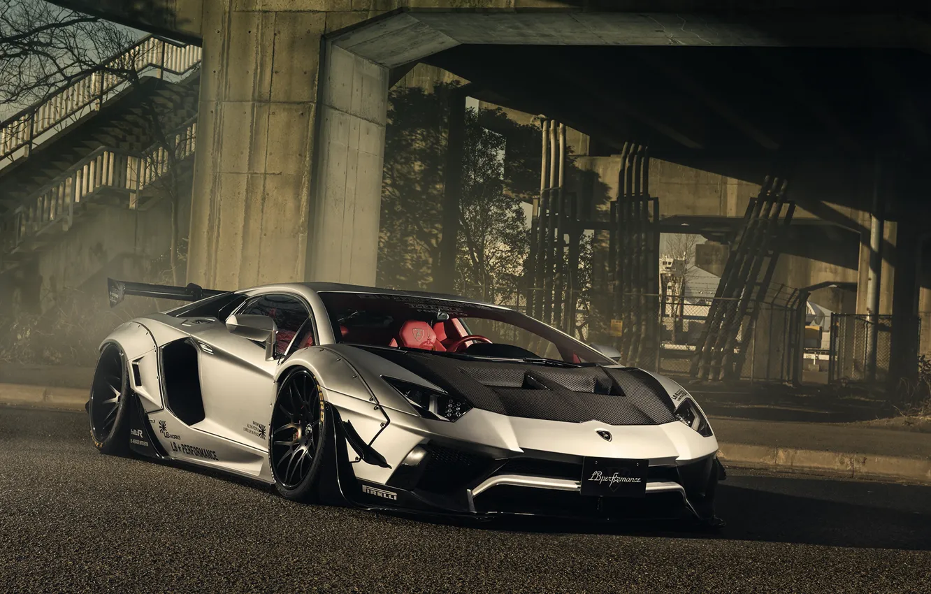 Photo wallpaper Lamborghini, Aventador, forgiato, lbwalk, mesh