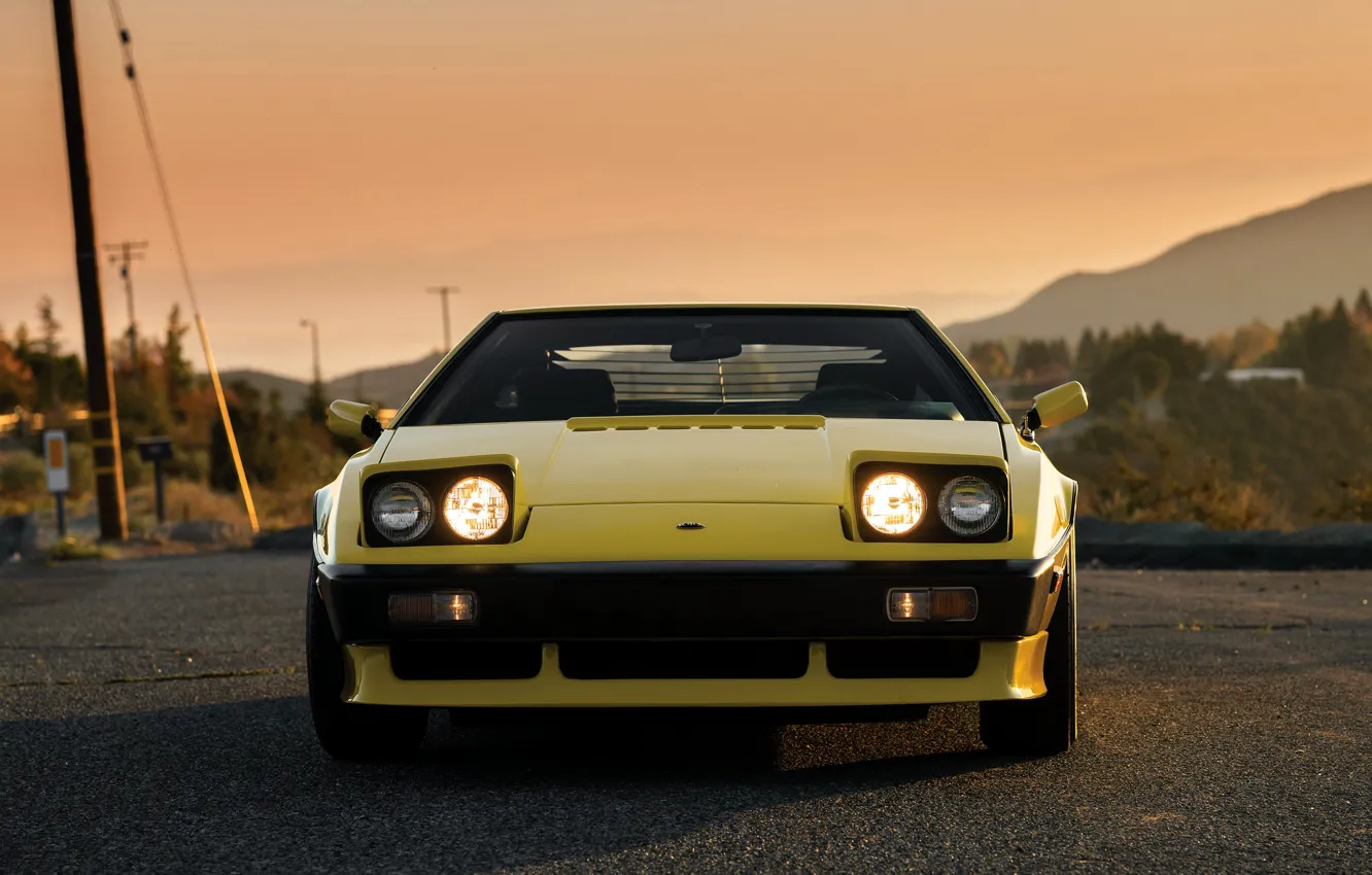 Photo wallpaper yellow, Lotus, front view, 1976, Esprit