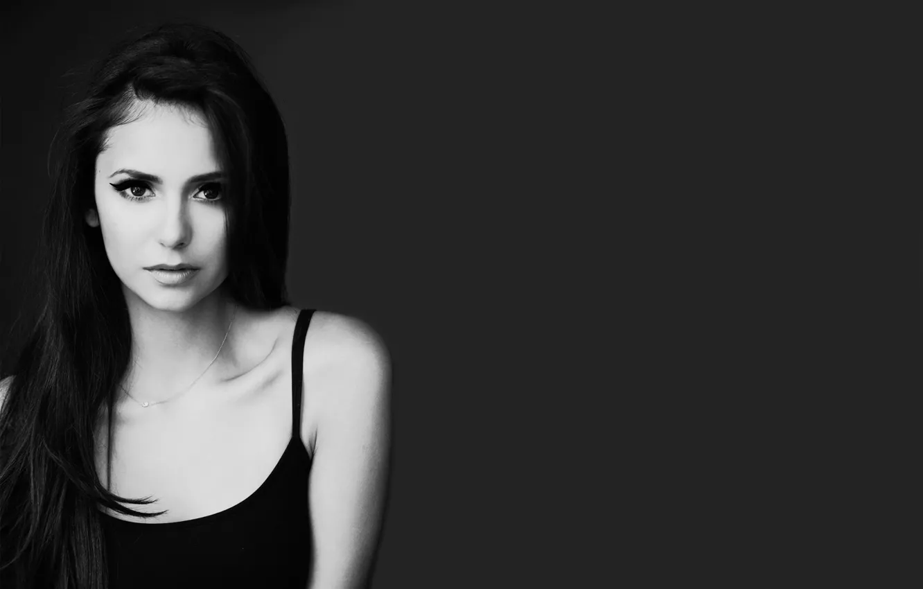 Photo wallpaper eyes, look, girl, face, hair, actress, lips, black and white