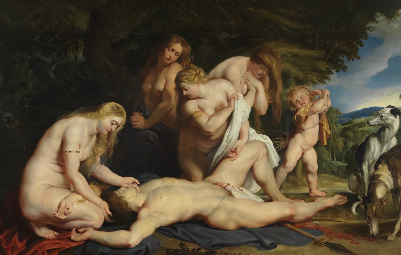 Photo wallpaper picture, Peter Paul Rubens, mythology, Pieter Paul Rubens, The Death Of Adonis