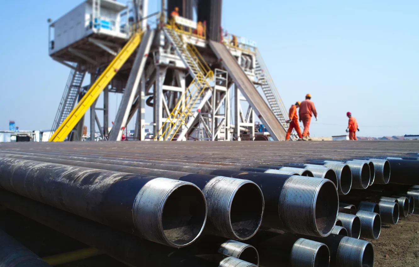 Photo wallpaper oil, steel pipes, Industry