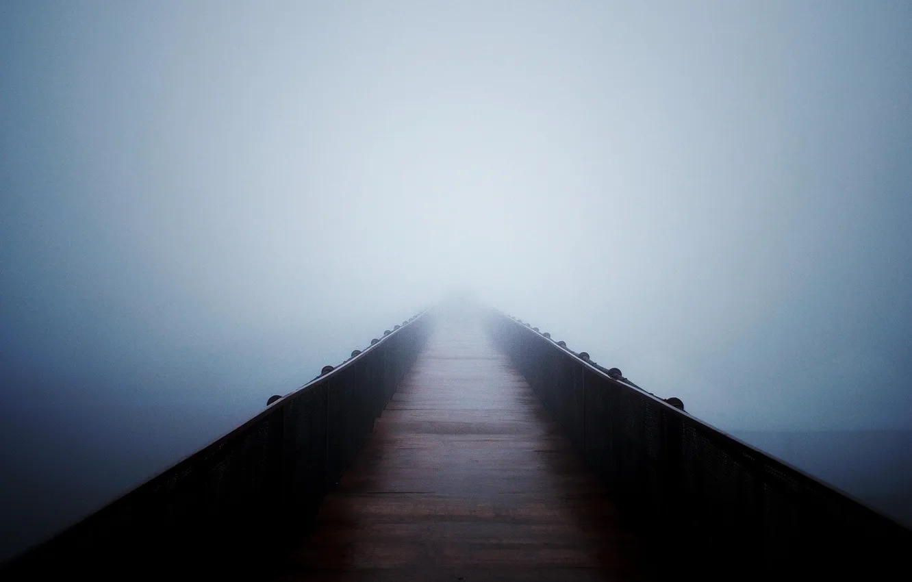 Photo wallpaper void, bridge, fog, weather, Mood