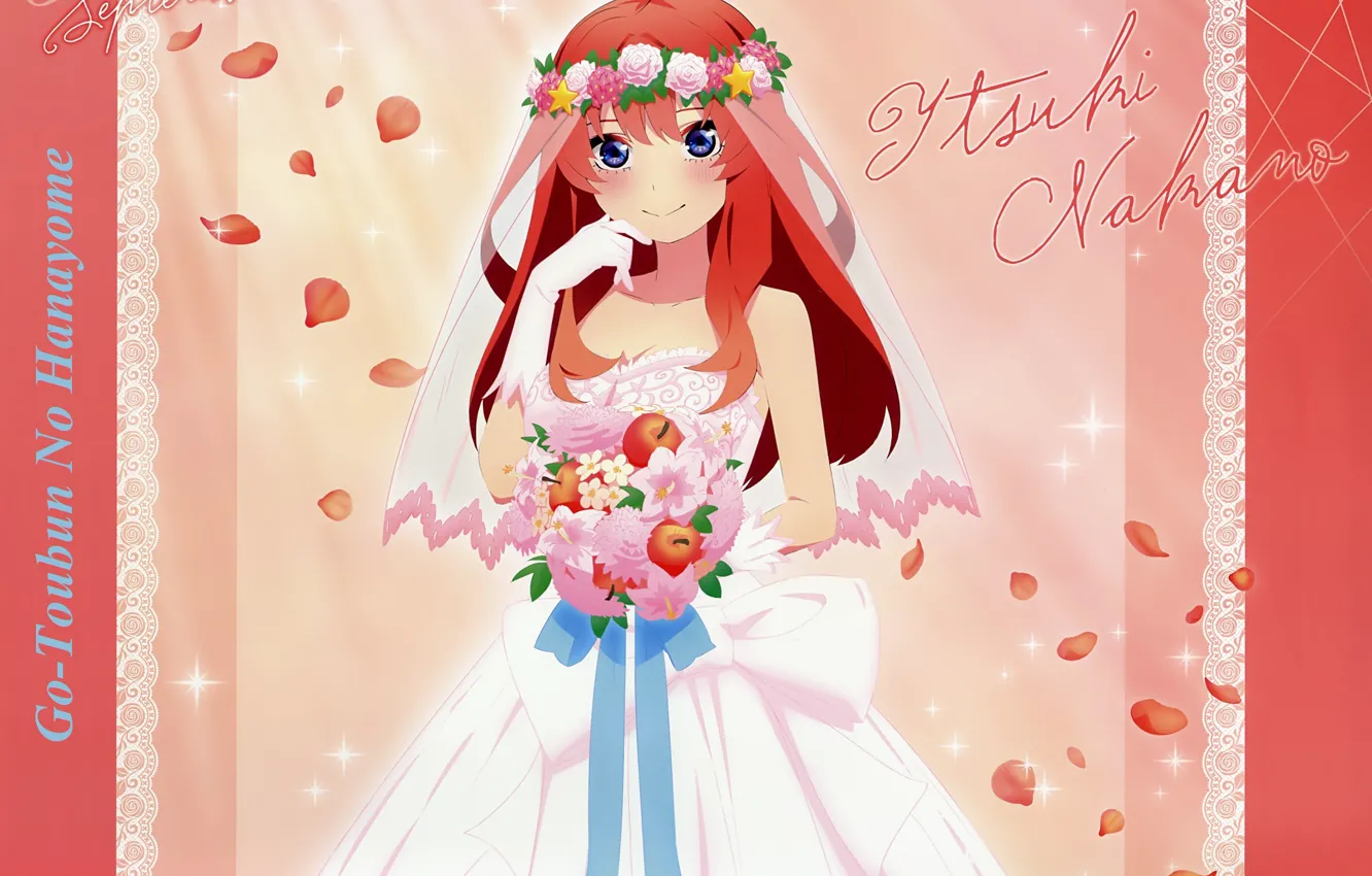 Photo wallpaper gloves, corset, red, the bride, veil, wedding dress, the bride's bouquet, red apples