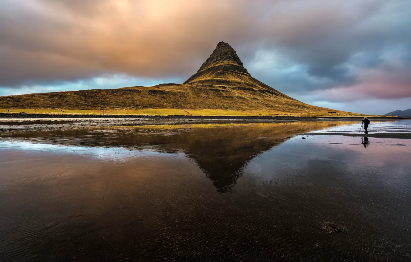 Photo wallpaper water, mountains, Iceland