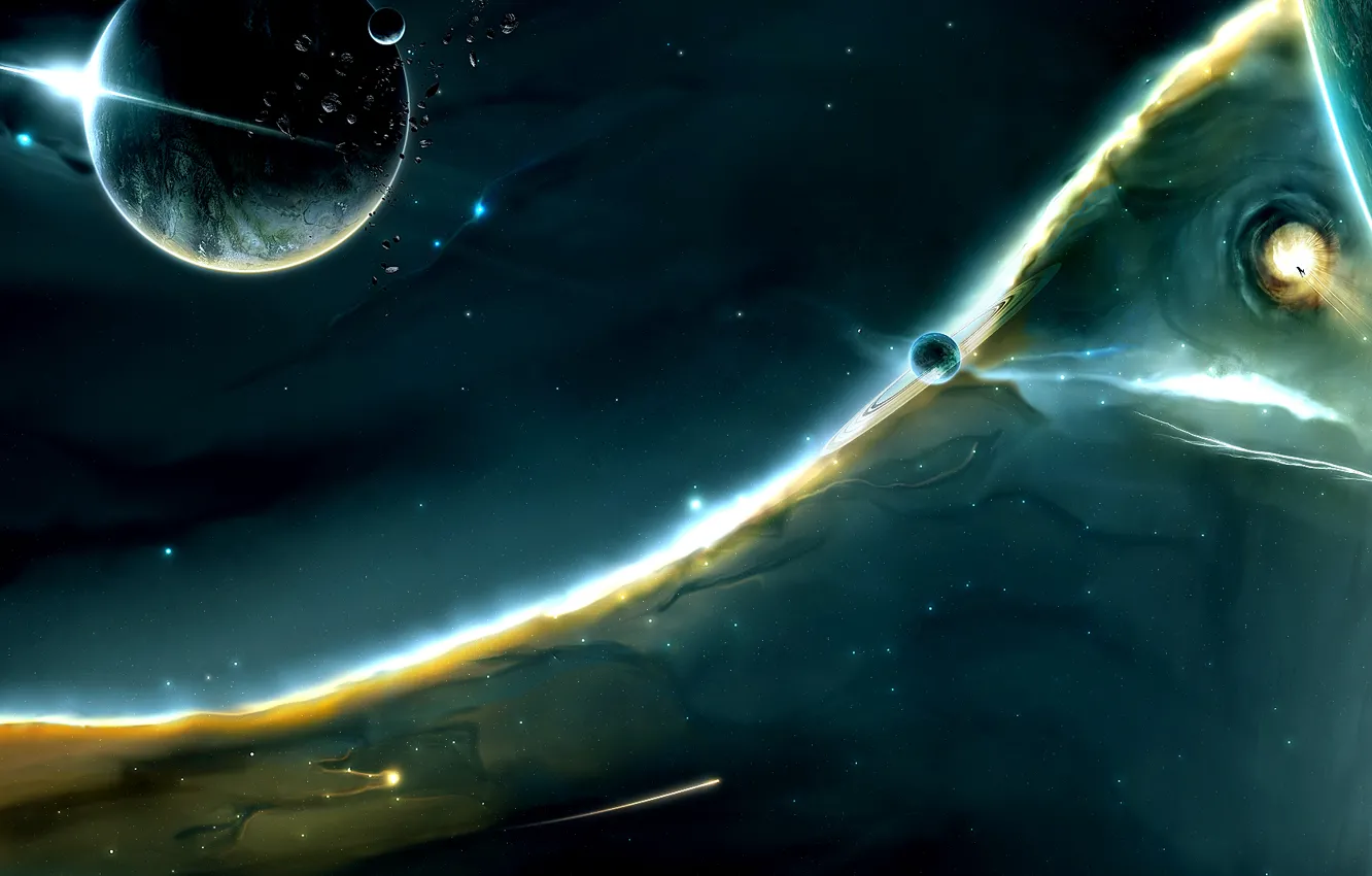 Photo wallpaper space, stars, planet