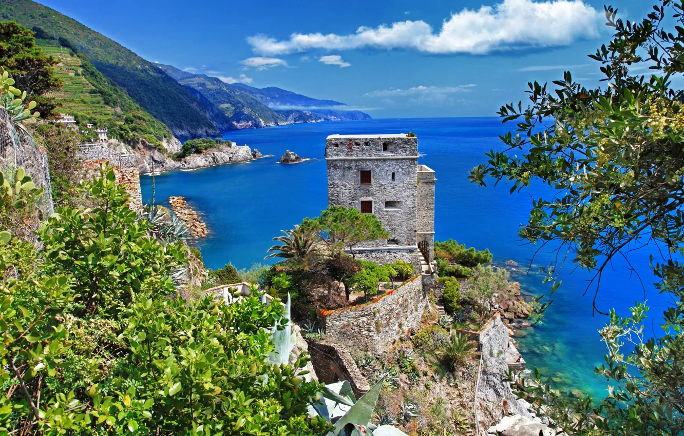 Photo wallpaper sea, rocks, shore, Italy, landscape, Italy, travel, Monterosso al Mare