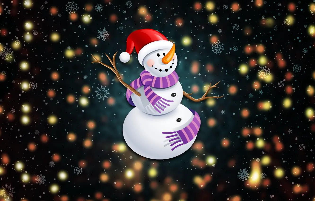 Photo wallpaper winter, snow, lights, background, mood, holiday, new year, minimalism