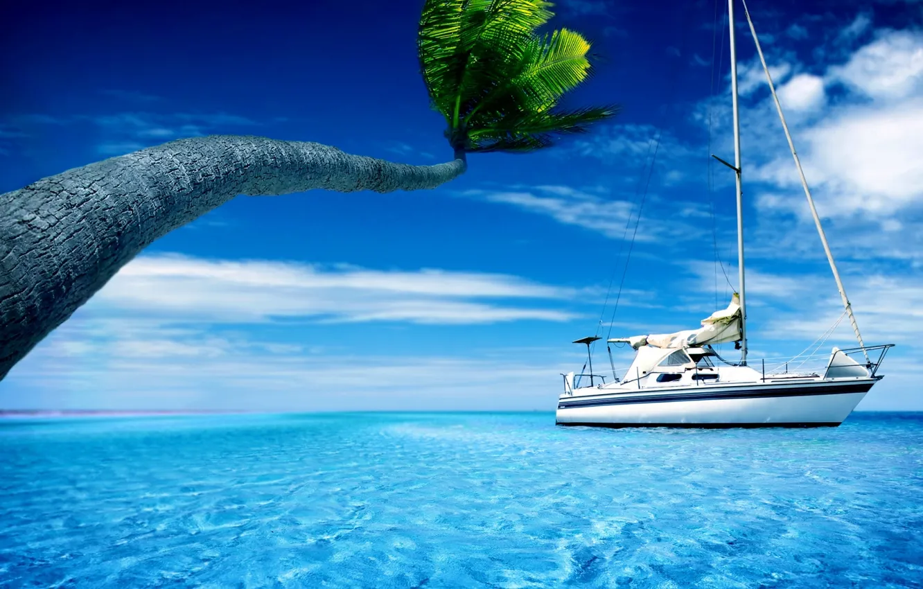 Photo wallpaper mood, the ocean, yacht