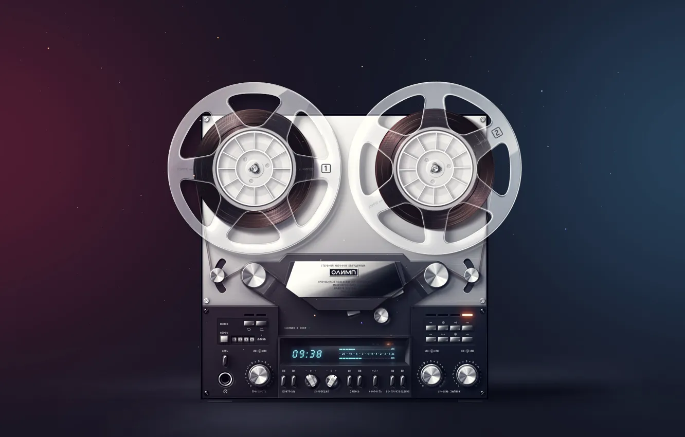 Photo wallpaper retro, rendering, button, film, tape, stereo, Olympus, coil