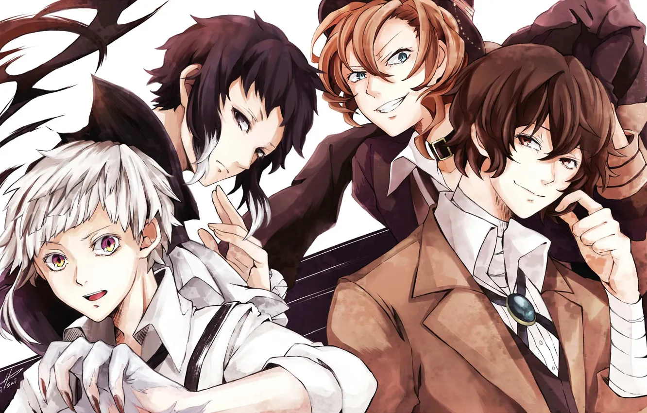 Photo wallpaper group, anime, art, guys, characters, Bungou Stray Dogs, Stray Dogs: A Literary Genius, Nakahara Chuuya