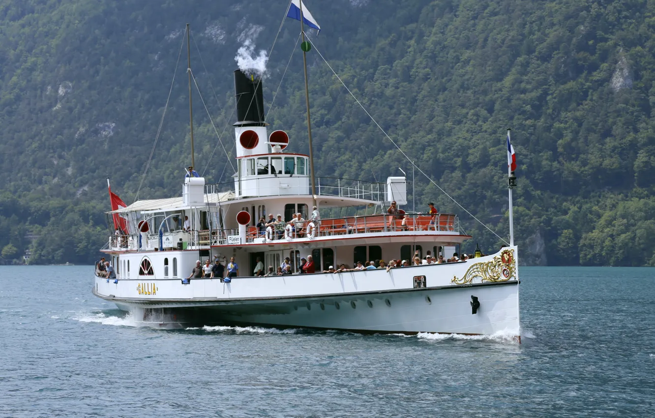 Photo wallpaper landscape, retro, steamer, a pleasure