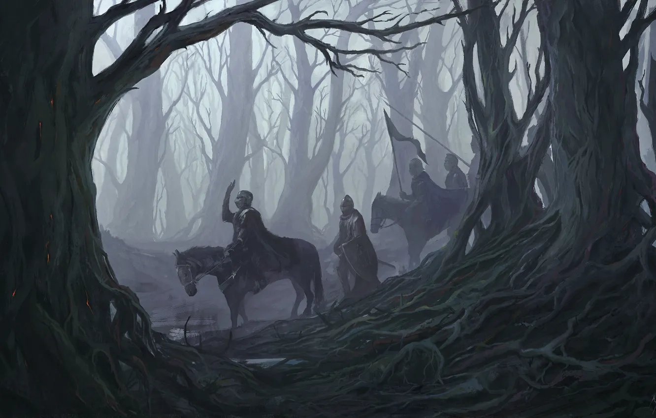 Photo wallpaper Trees, Forest, Warriors, Fiction