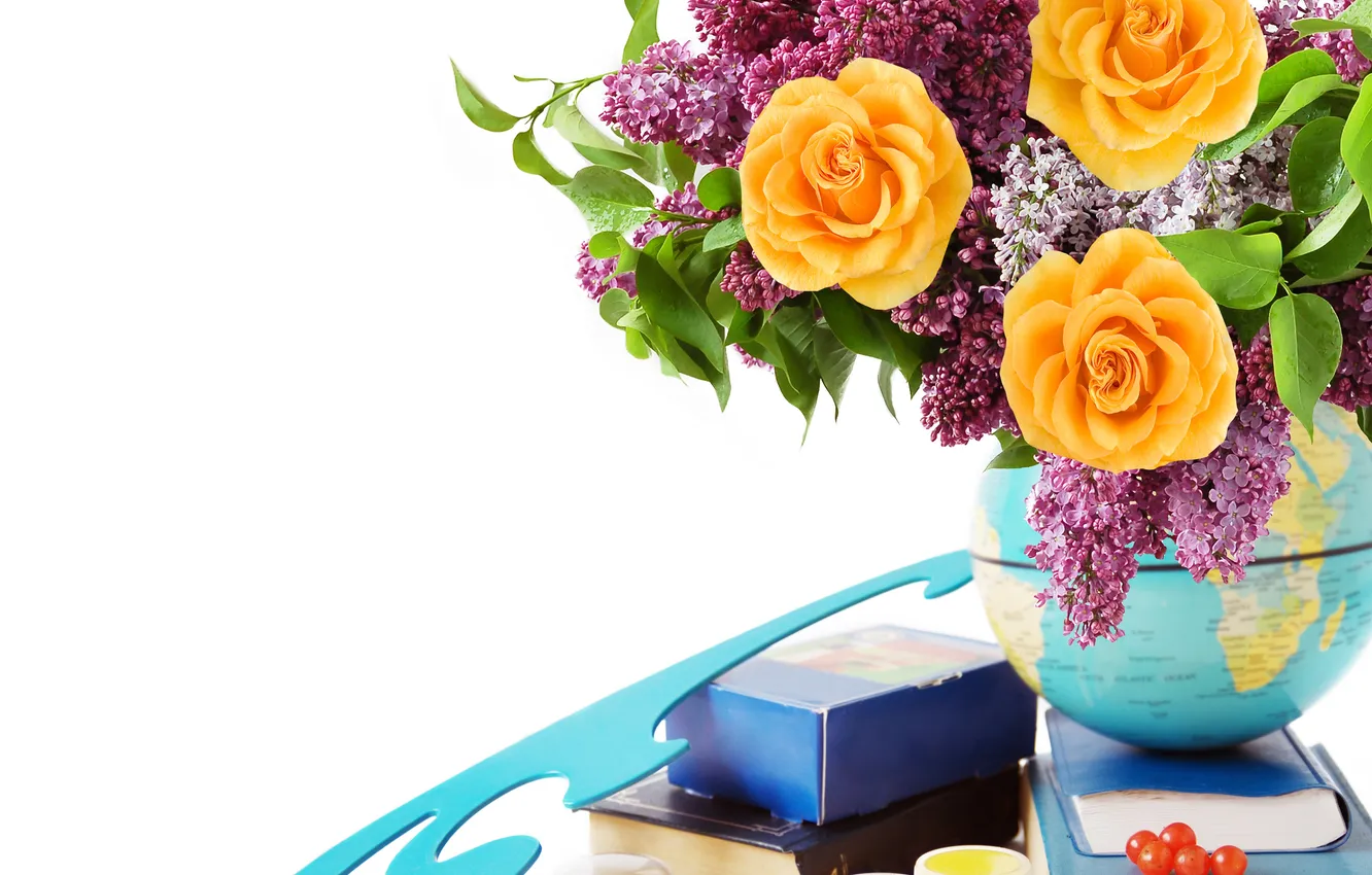 Photo wallpaper flowers, roses, lilac