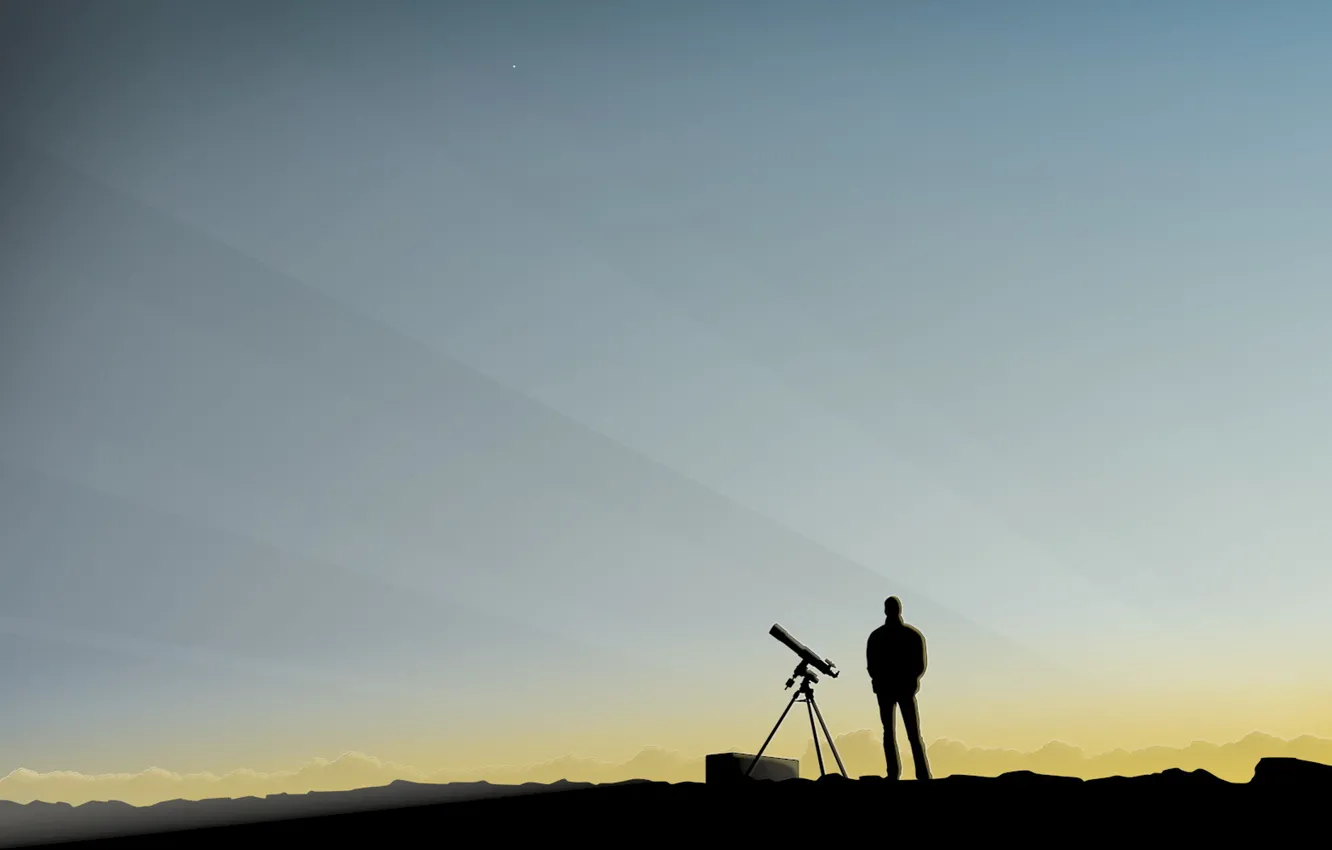Photo wallpaper the sky, people, minimalism, spyglass, observation