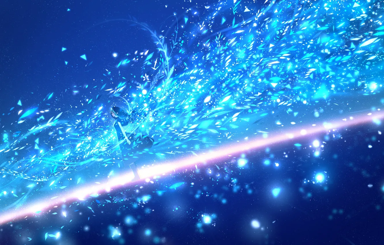 Photo wallpaper girl, night, magic, glow, fantasy
