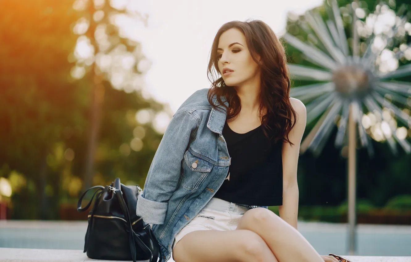 Photo wallpaper girl, beautiful, model, pretty, jeans, long-haired