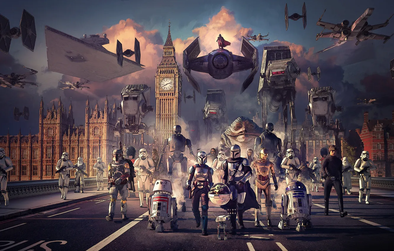 Photo wallpaper Star Wars, London, England, Weapons, Characters