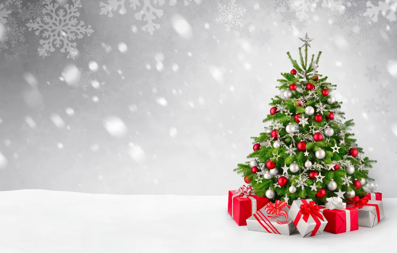 Photo wallpaper snow, tree, new year, Christmas, Christmas, winter, snow, tree