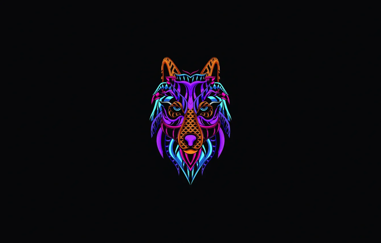 Photo wallpaper background, wolf, minimalism, abstract, art, art, background, Neon