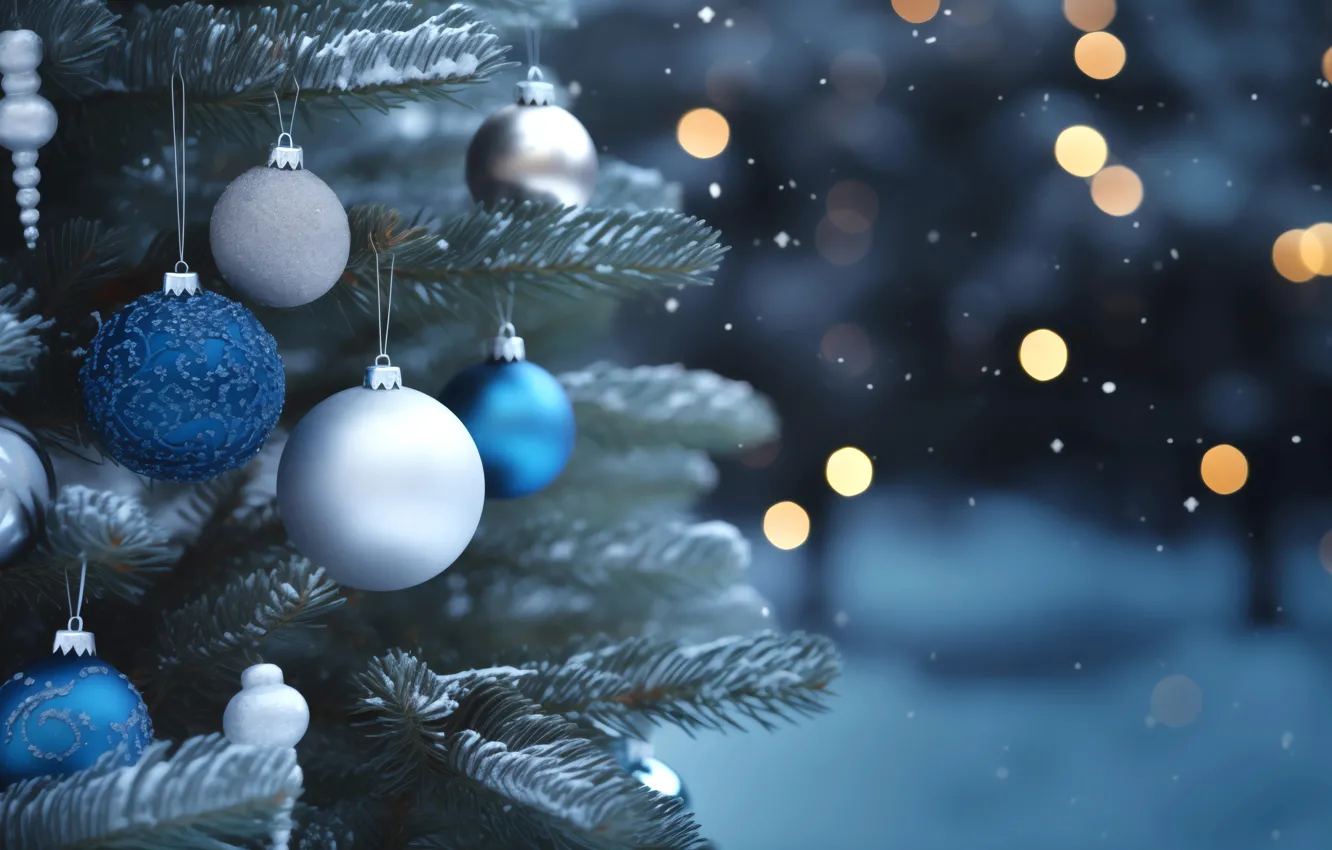 Photo wallpaper decoration, background, balls, tree, new year, Christmas, Christmas, balls