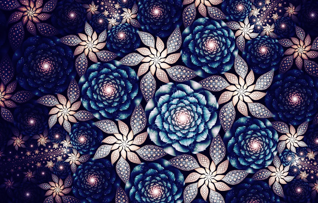 Photo wallpaper flowers, abstraction, patterns, fractals, graphics