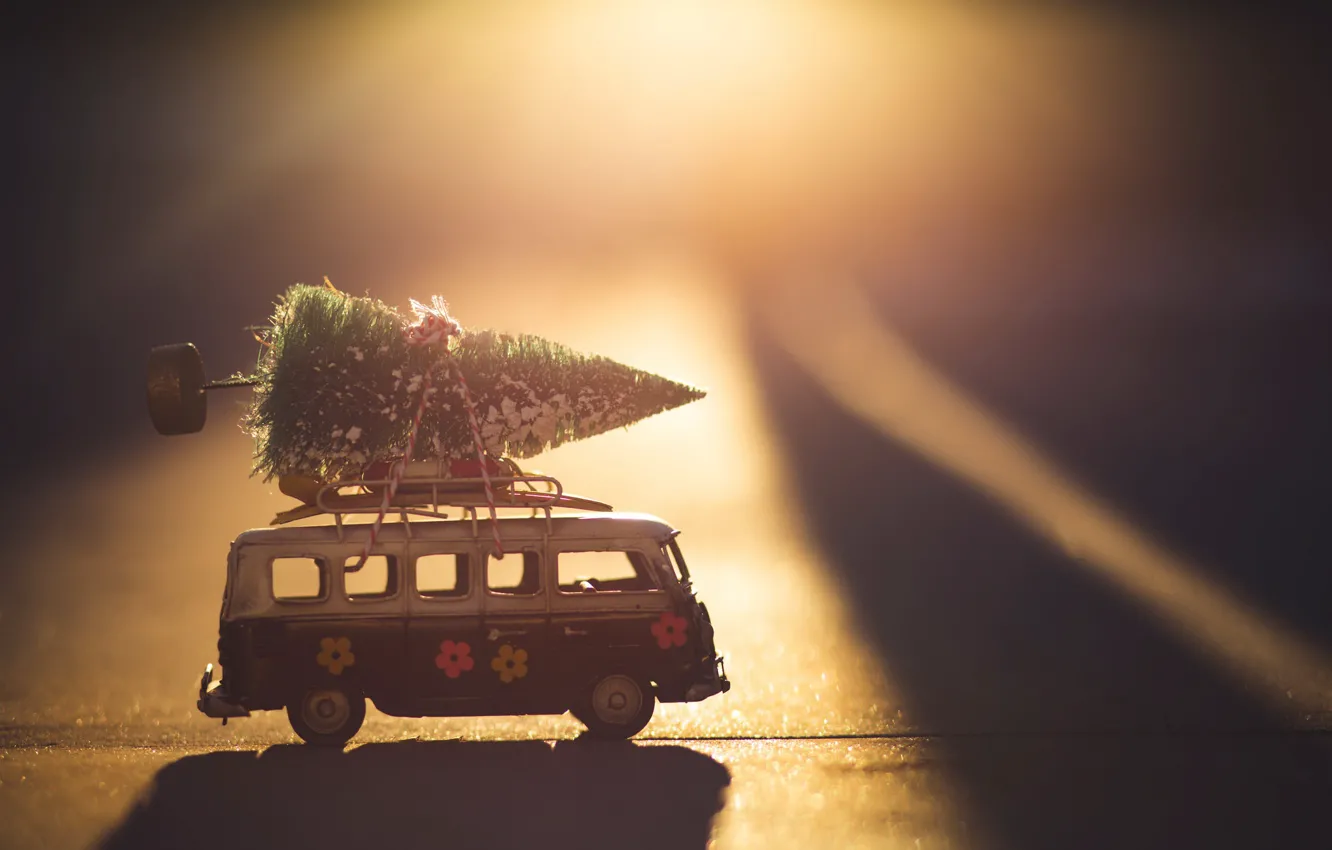Photo wallpaper holiday, toys, bus, tree