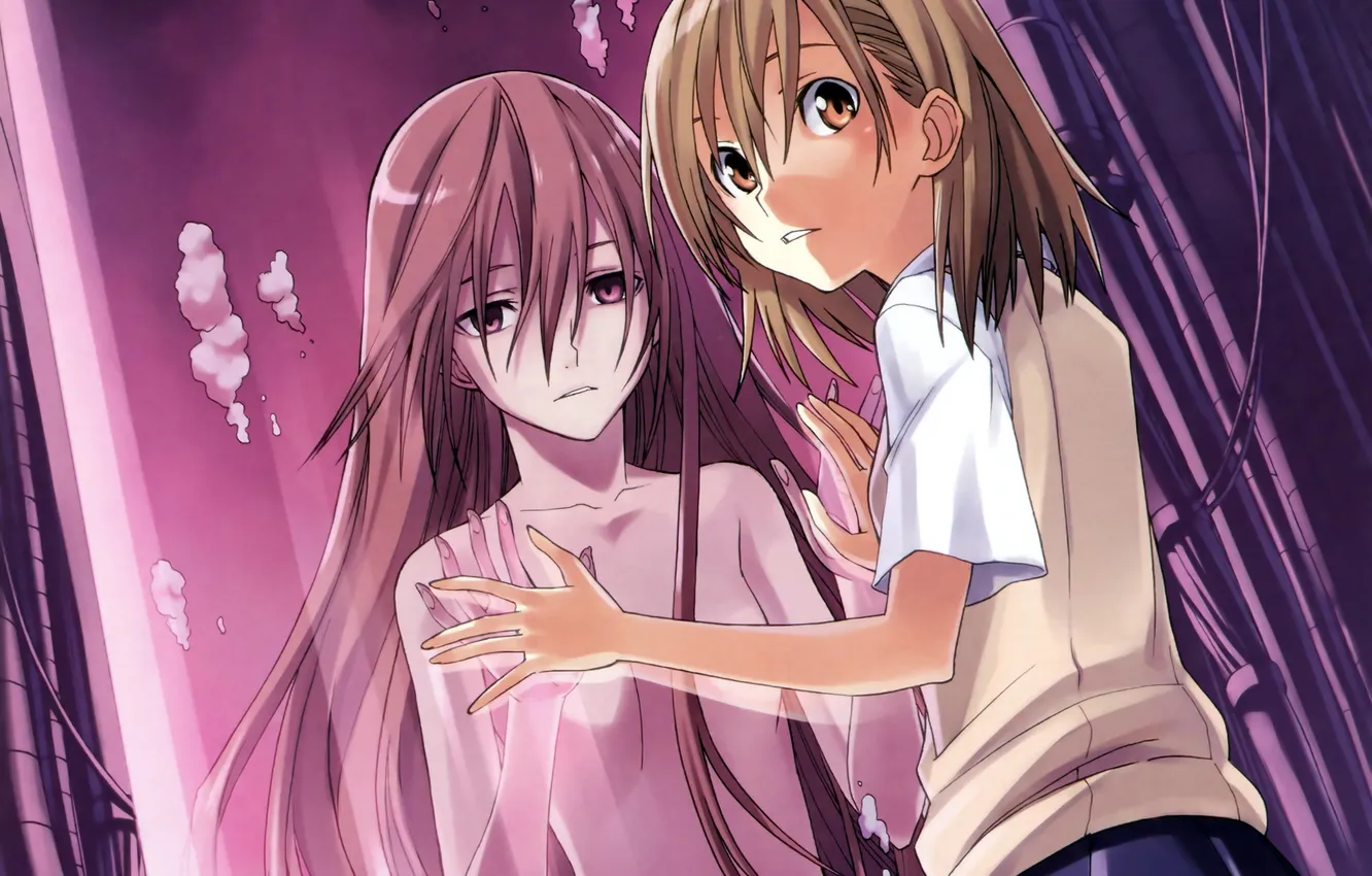 Photo wallpaper water, girl, anime, art, schoolgirl, misaka mikoto, index of magic, naked