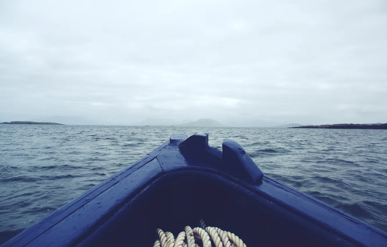 Photo wallpaper water, boat, the cable
