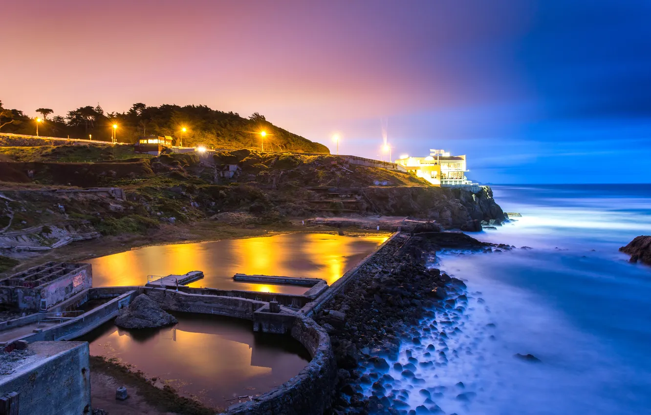 Photo wallpaper Park, the evening, lights, promenade, San Francisco, USА, Outer Richmond