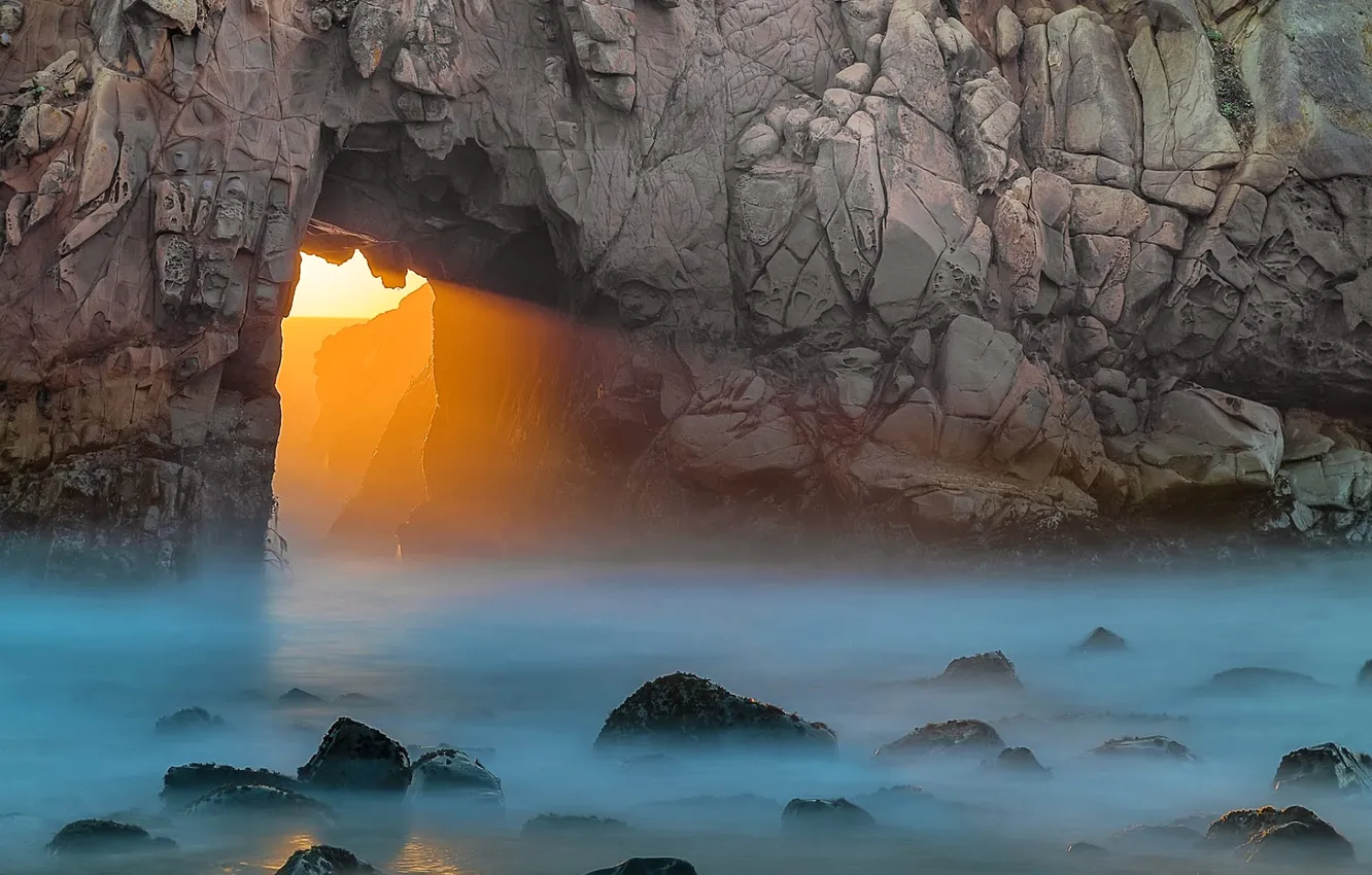 Photo wallpaper sea, rock, stones, arch