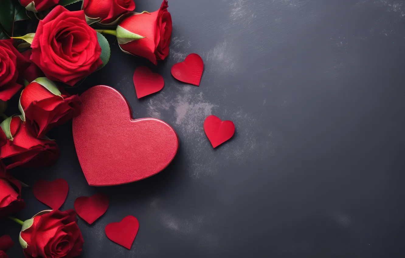 Photo wallpaper love, flowers, romance, heart, roses, bouquet, love, Valentine's day