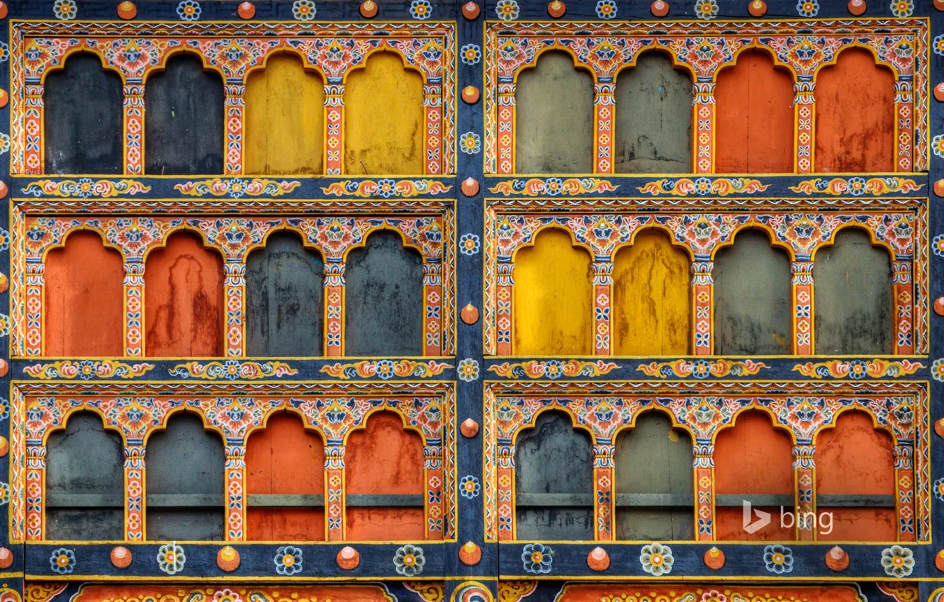 Photo wallpaper paint, architecture, Bhutan, Paro