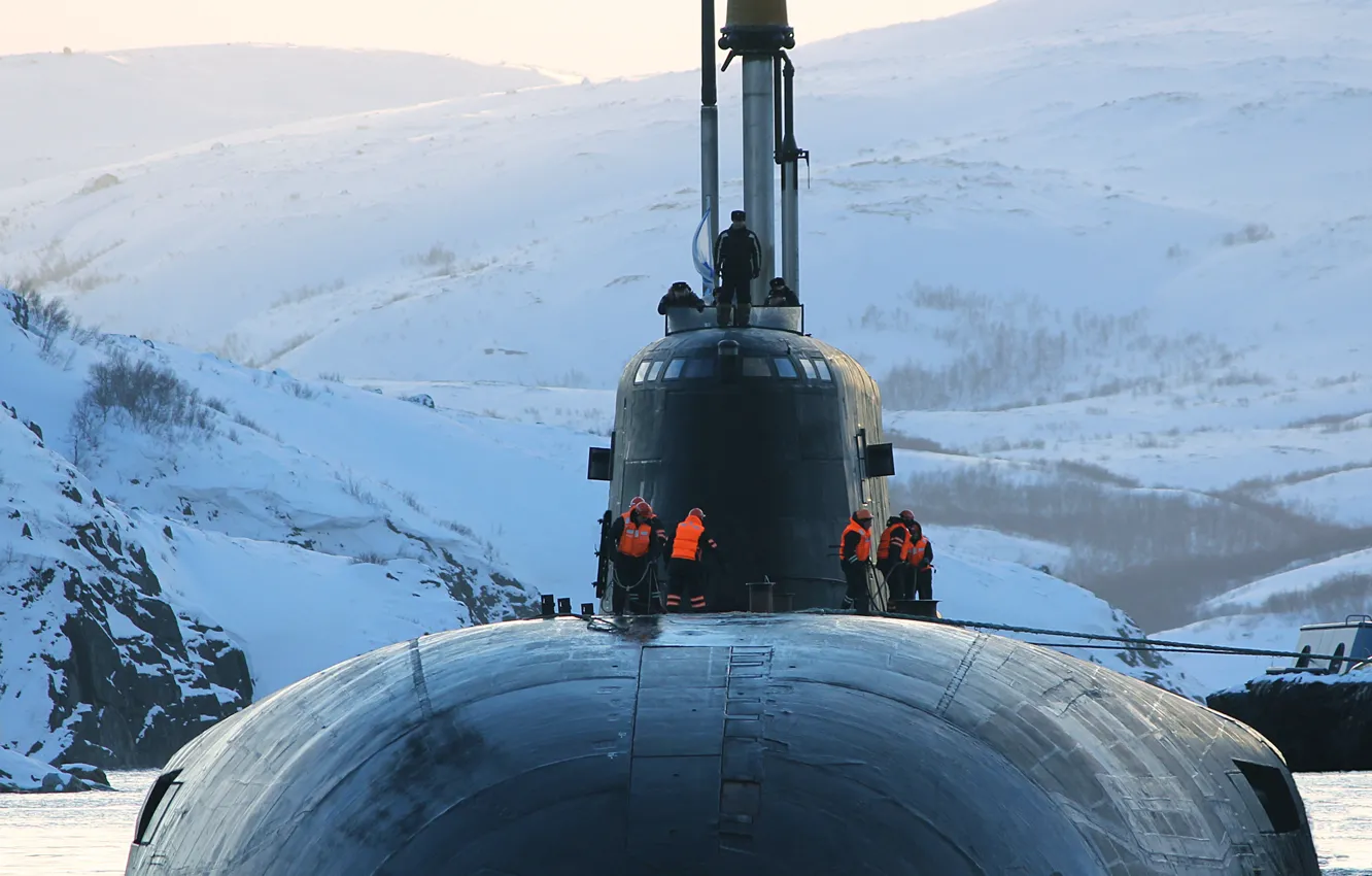 Photo wallpaper submarine, mooring, the project 949A, the nuclear-powered ship