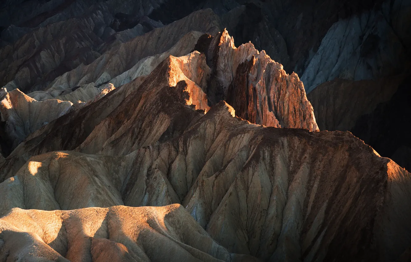 Photo wallpaper mountains, rocks, tops, relief, scenic