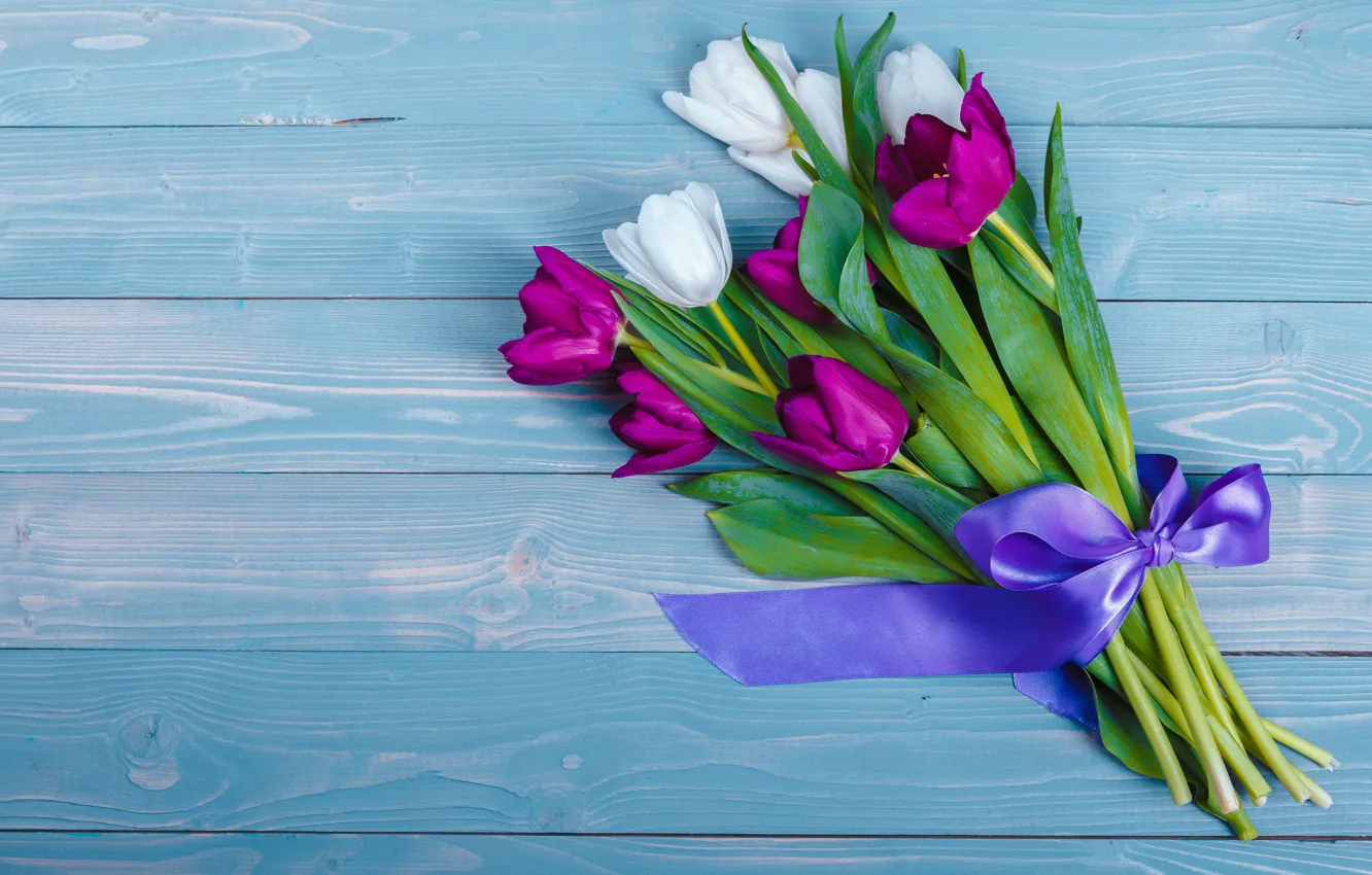 Photo wallpaper flowers, bouquet, colorful, tulips, flowers, tulips, purple, bouquet