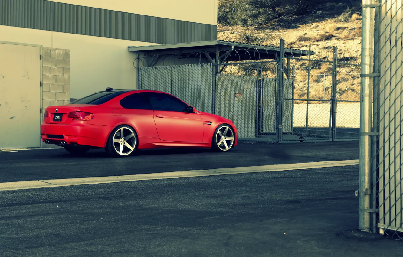 Photo wallpaper red, BMW, BMW, red, rear, e92, The 3 series