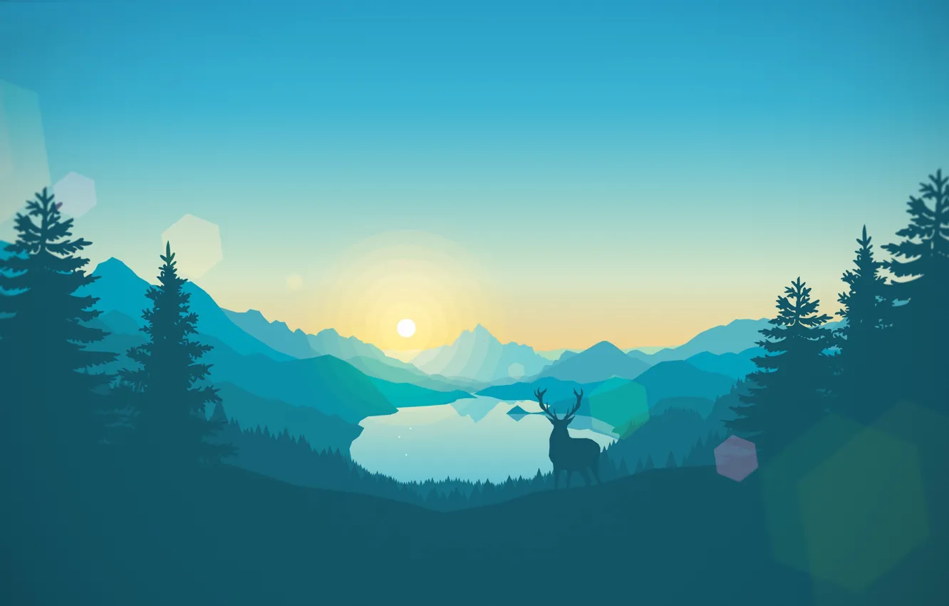 Photo wallpaper Nature, Mountains, Forest, Landscape, Game, Firewatch