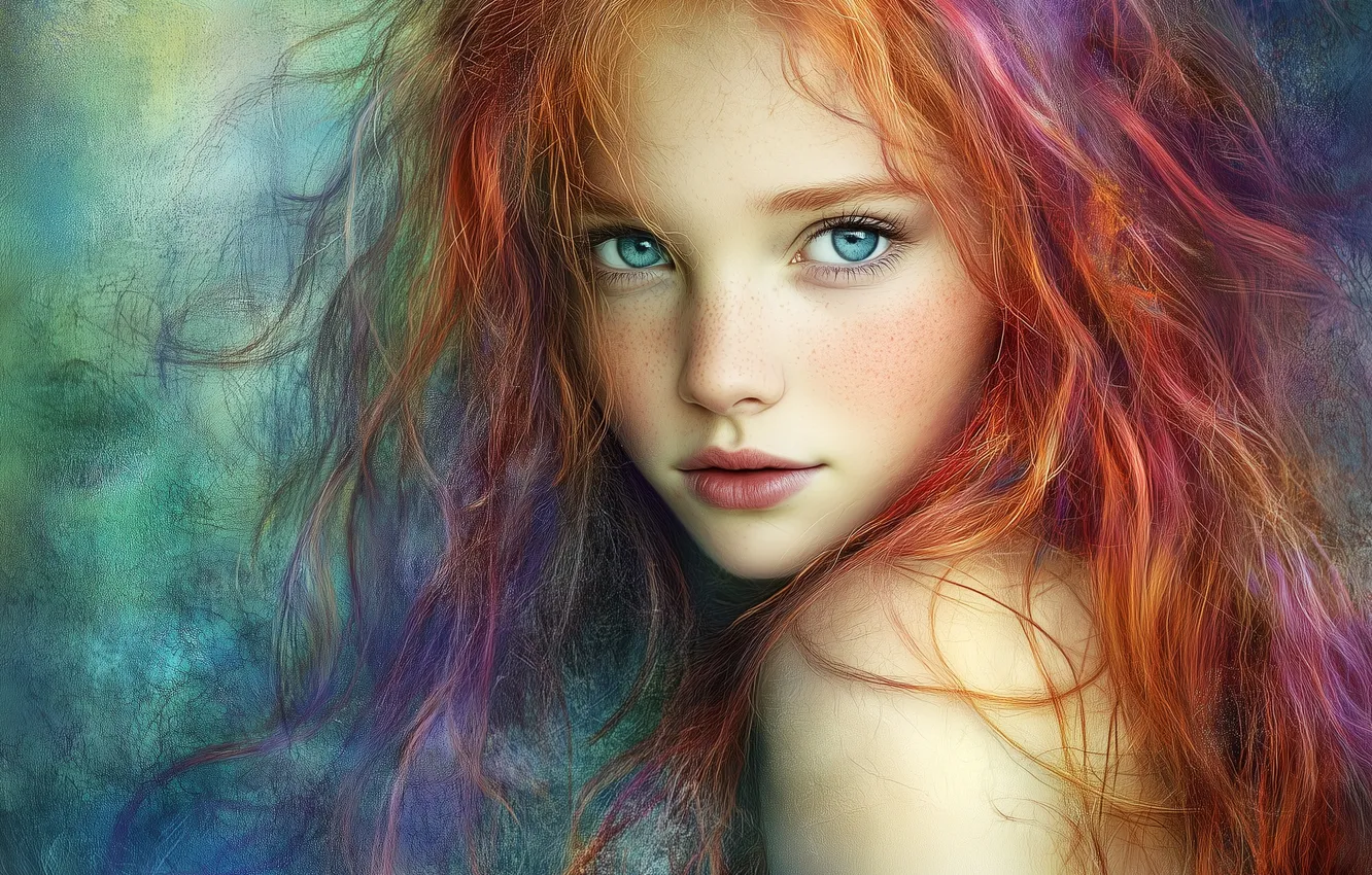 Photo wallpaper girl, imitation painting, AI art, neural network