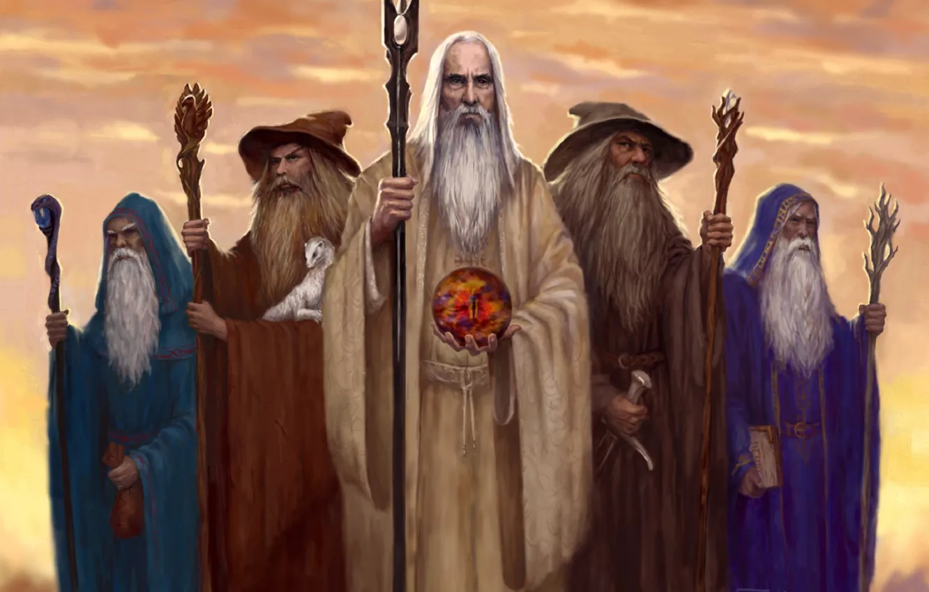 Photo wallpaper The Lord Of The Rings, Art, John. R. R. Tolkien, The hobbit, Gandalf, Saruman, Istar, …