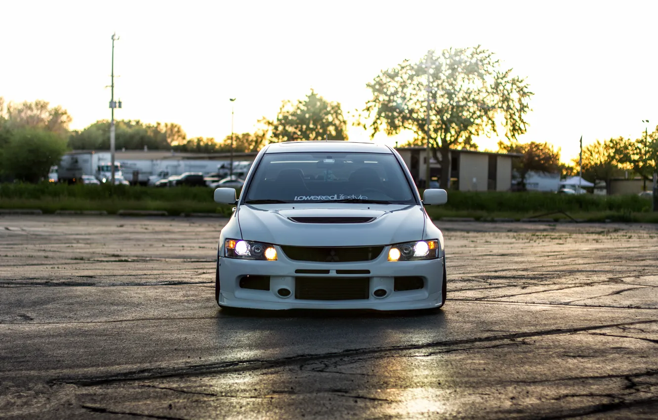 Photo wallpaper Light, White, Evening, Lancer Evolution IX