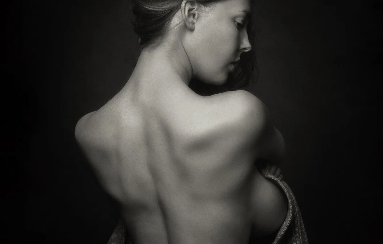 Photo wallpaper model, back, black and white, monochrome, Zachary