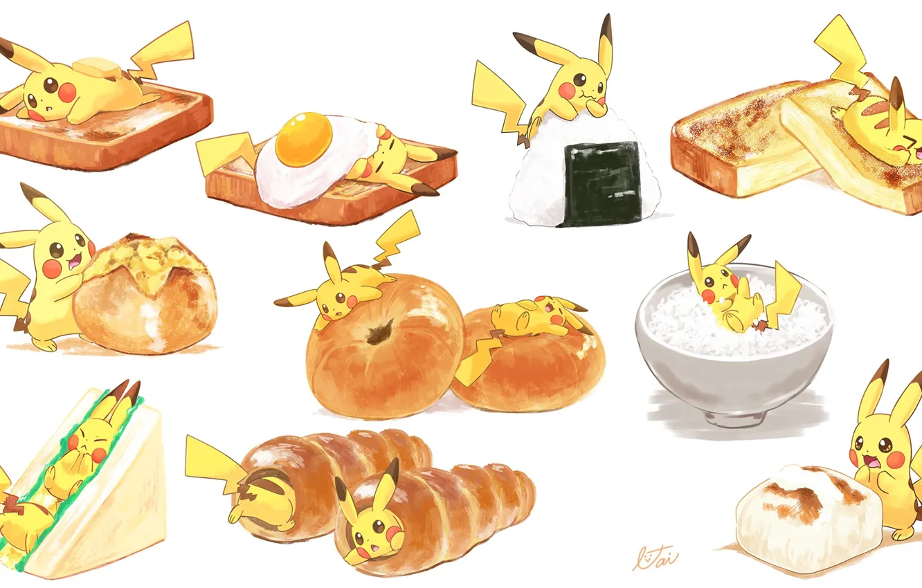 Photo wallpaper food, art, Pikachu, pokemon, Pikachu