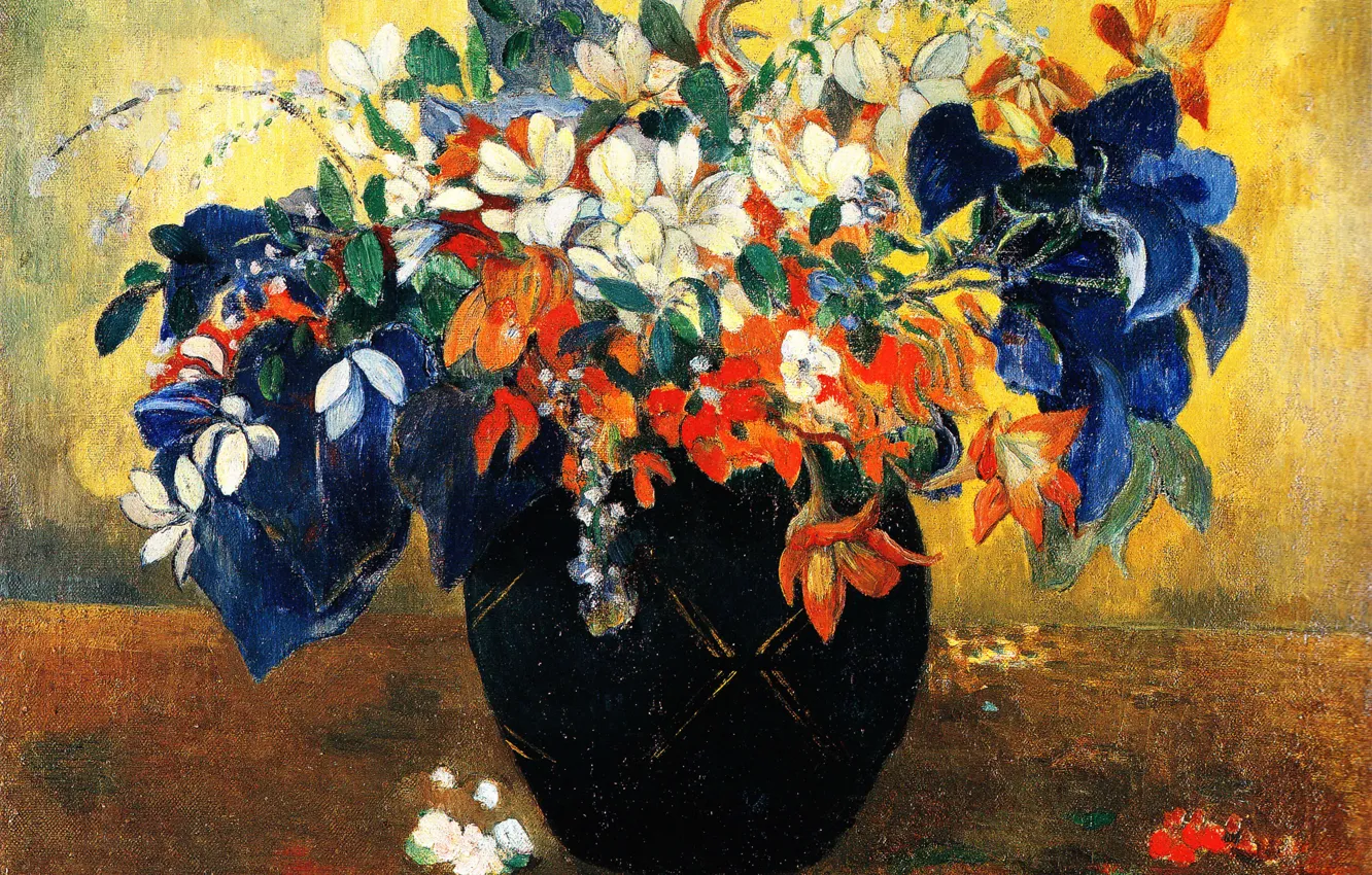 Photo wallpaper picture, still life, Paul Gauguin, Eugene Henri Paul Gauguin, Vase with flowers