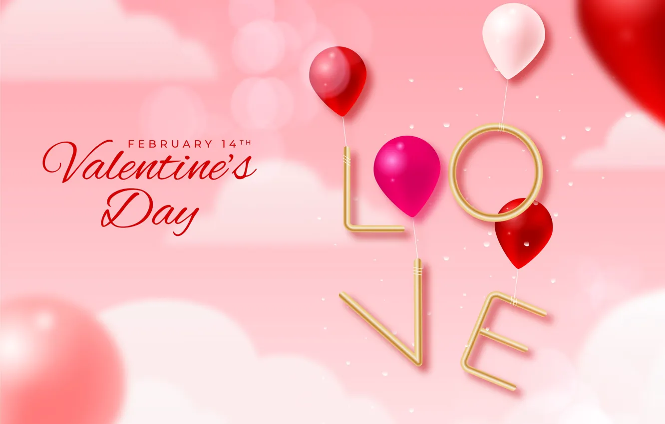 Photo wallpaper love, rendering, holiday, heart, hearts, pink background, Valentine's day, Valentine's day