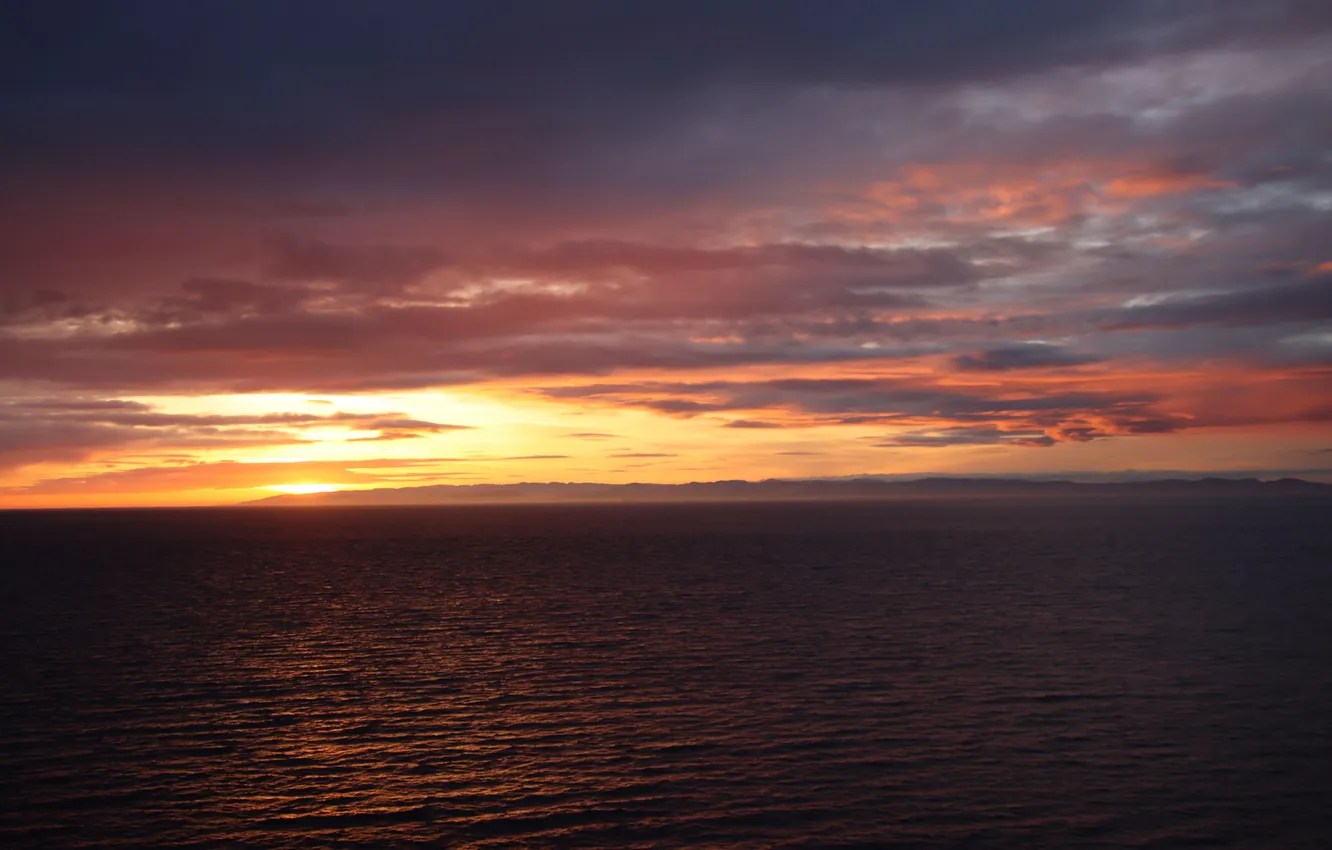 Photo wallpaper wave, the sky, clouds, landscape, sunset, nature, the ocean, horizon