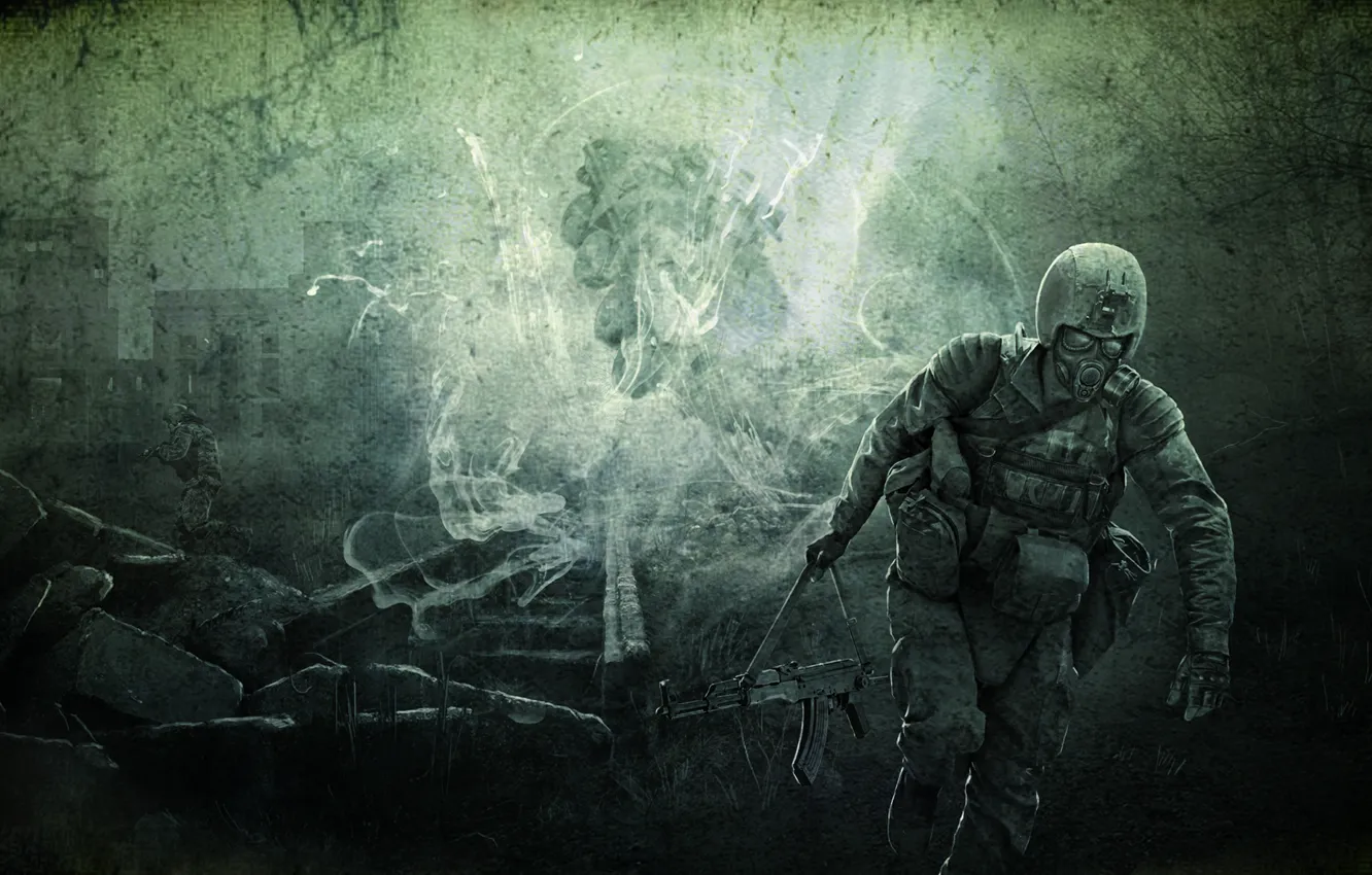 Photo wallpaper weapons, art, soldiers, Call Of Pripyat, Kalash, S.T.A.L.K.E.R