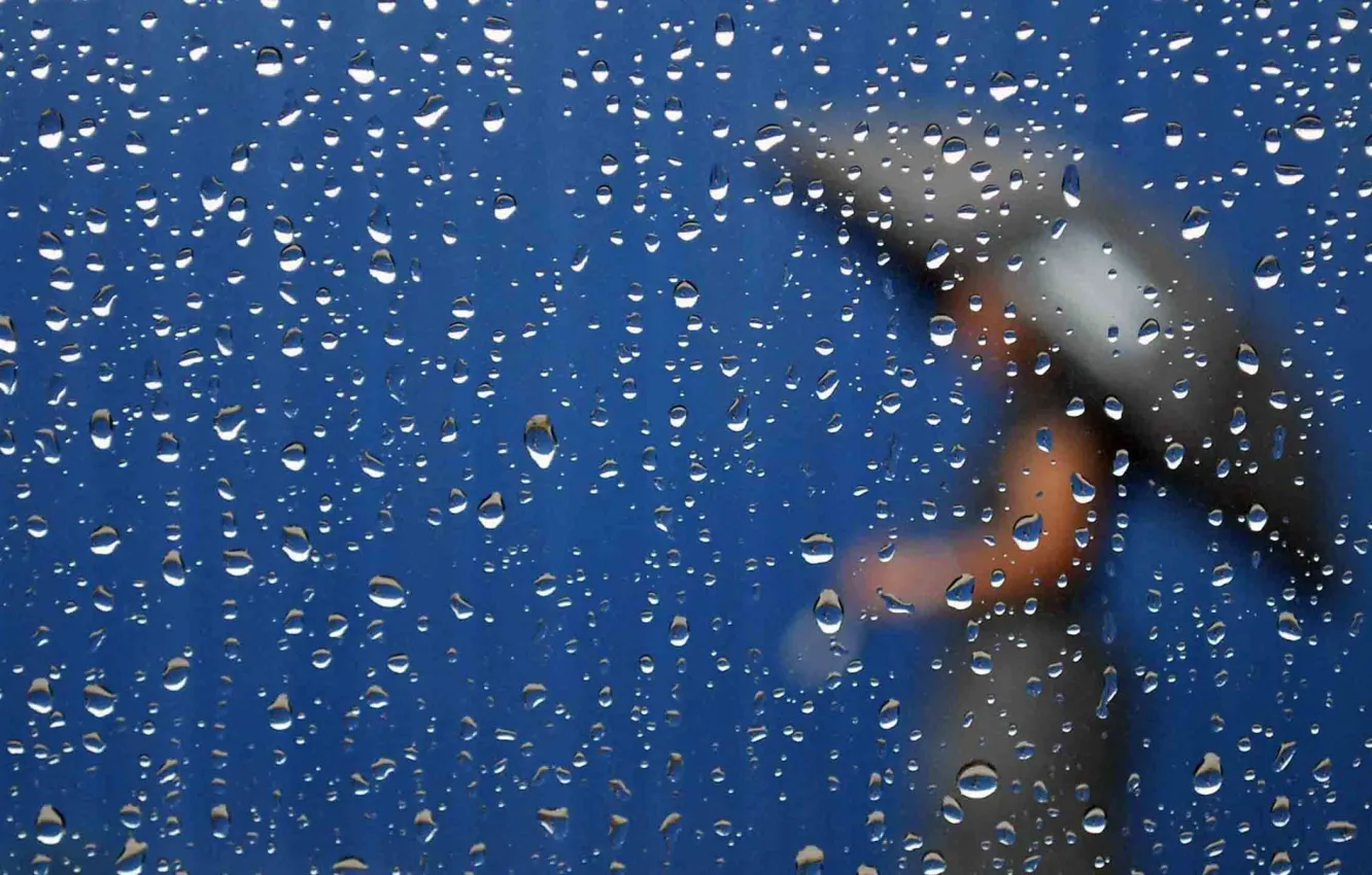 Photo wallpaper WATER, DROPS, GLASS, MOOD, UMBRELLA, SILHOUETTE