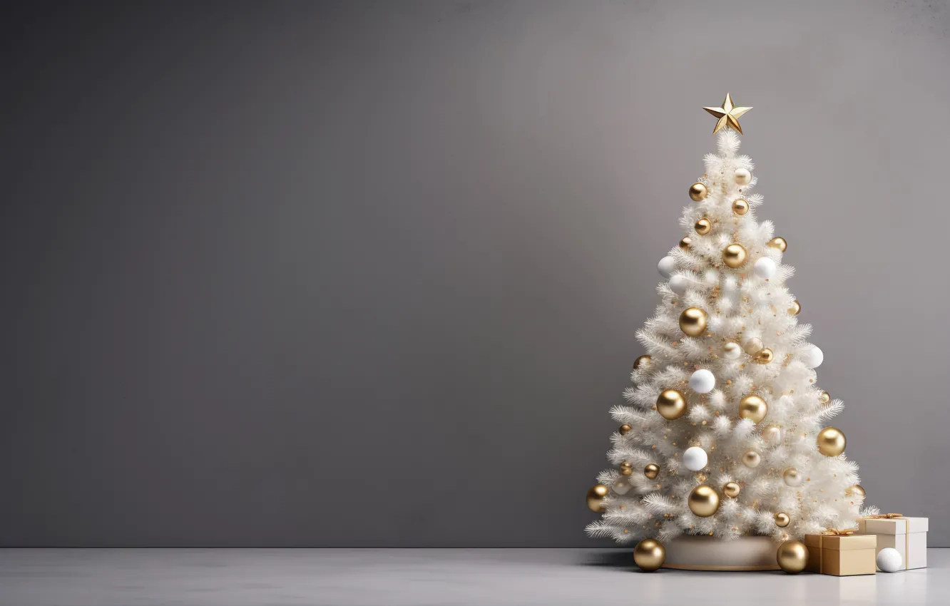 Photo wallpaper decoration, gift, balls, tree, new year, Christmas, Christmas, New Year